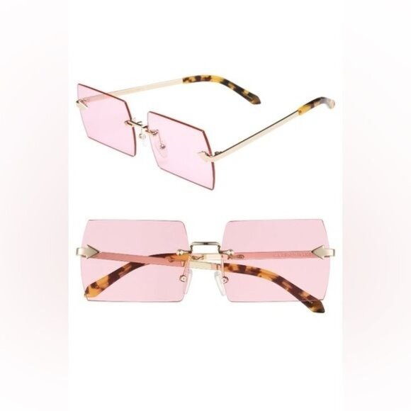 KAREN WALKER THE BIRD 58MM RIMLESS SUNGLASSES - GOLD/PINK main image 4
